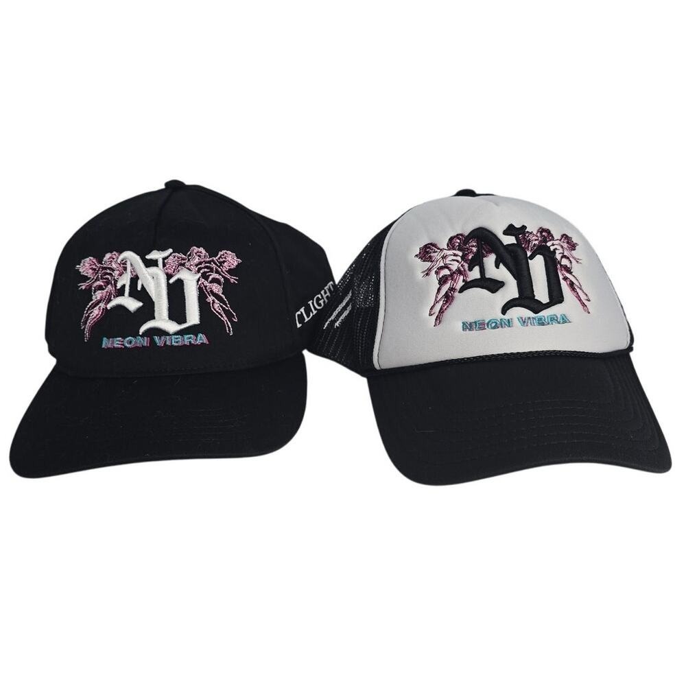 Set of 2 Neon‎ Vibra Strap back and Trucker hat EUC
